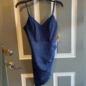 homecoming dress blue sparkles. slanted bottom with a little slit